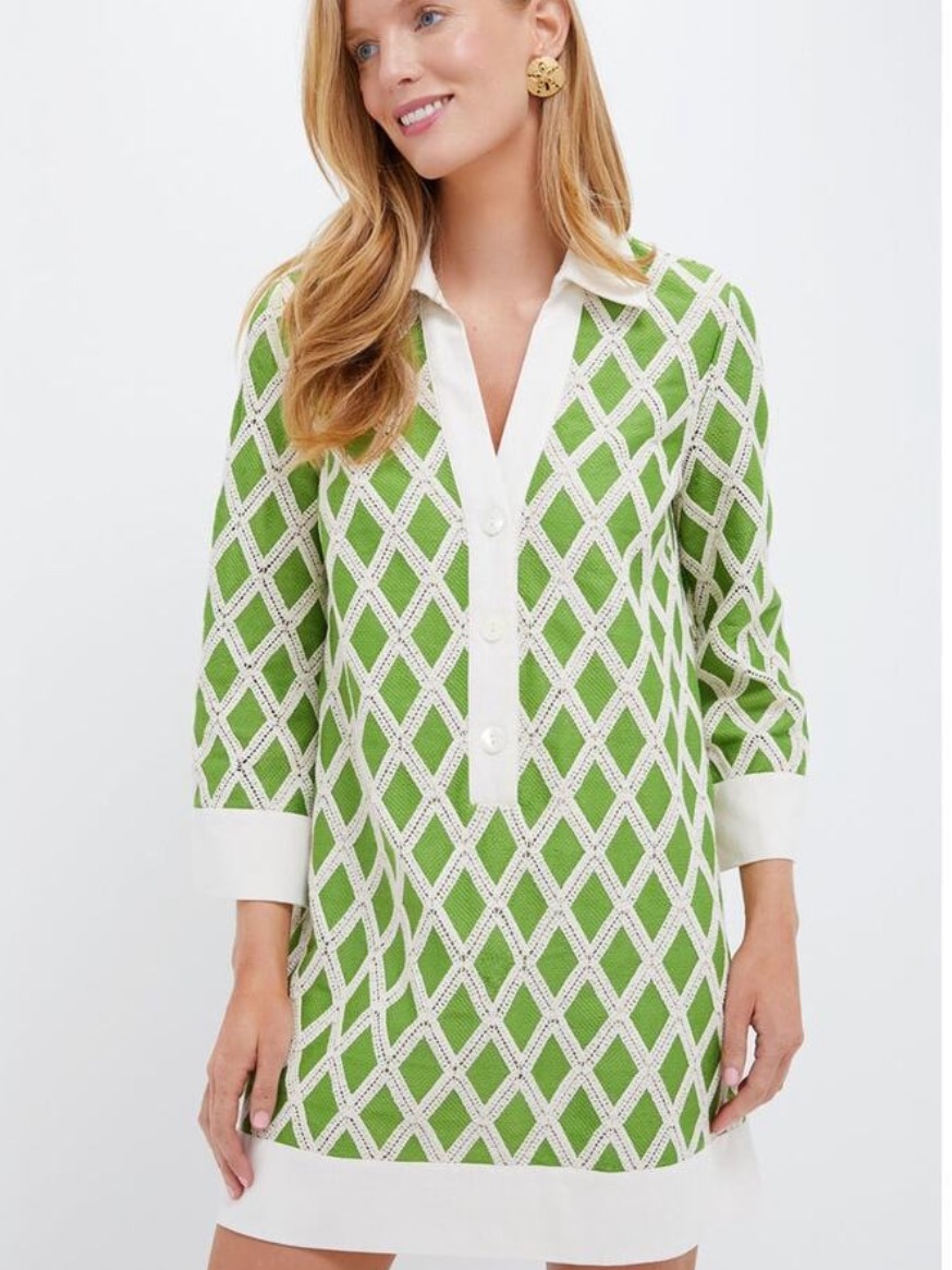 Tuckernuck Kelly Green Crochet Collier Dress